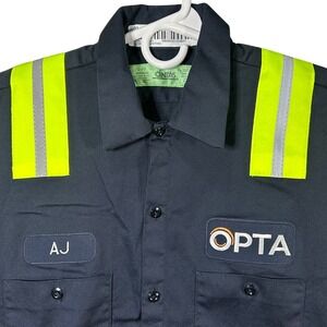 Cintas Men's Blue Short Sleeve Work Shirt Opta Hi-Vis Reflective Work Shirt